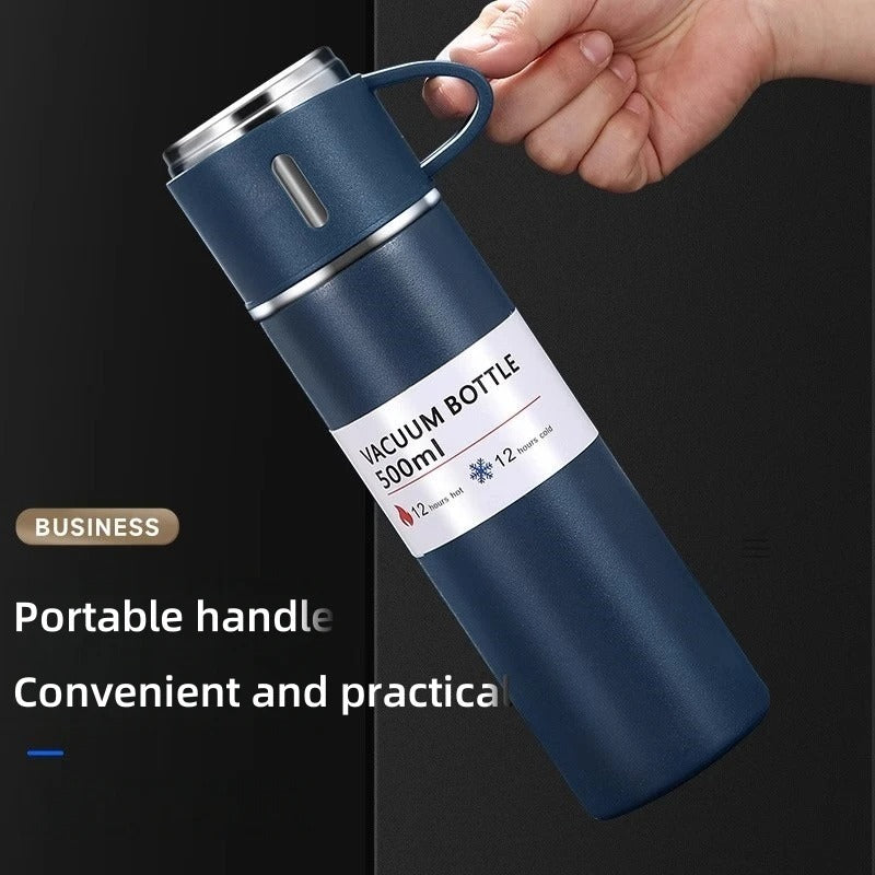3 Cup Double-Layer Stainless Steel Vacuum Flask Set