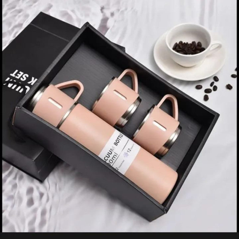 3 Cup Double-Layer Stainless Steel Vacuum Flask Set