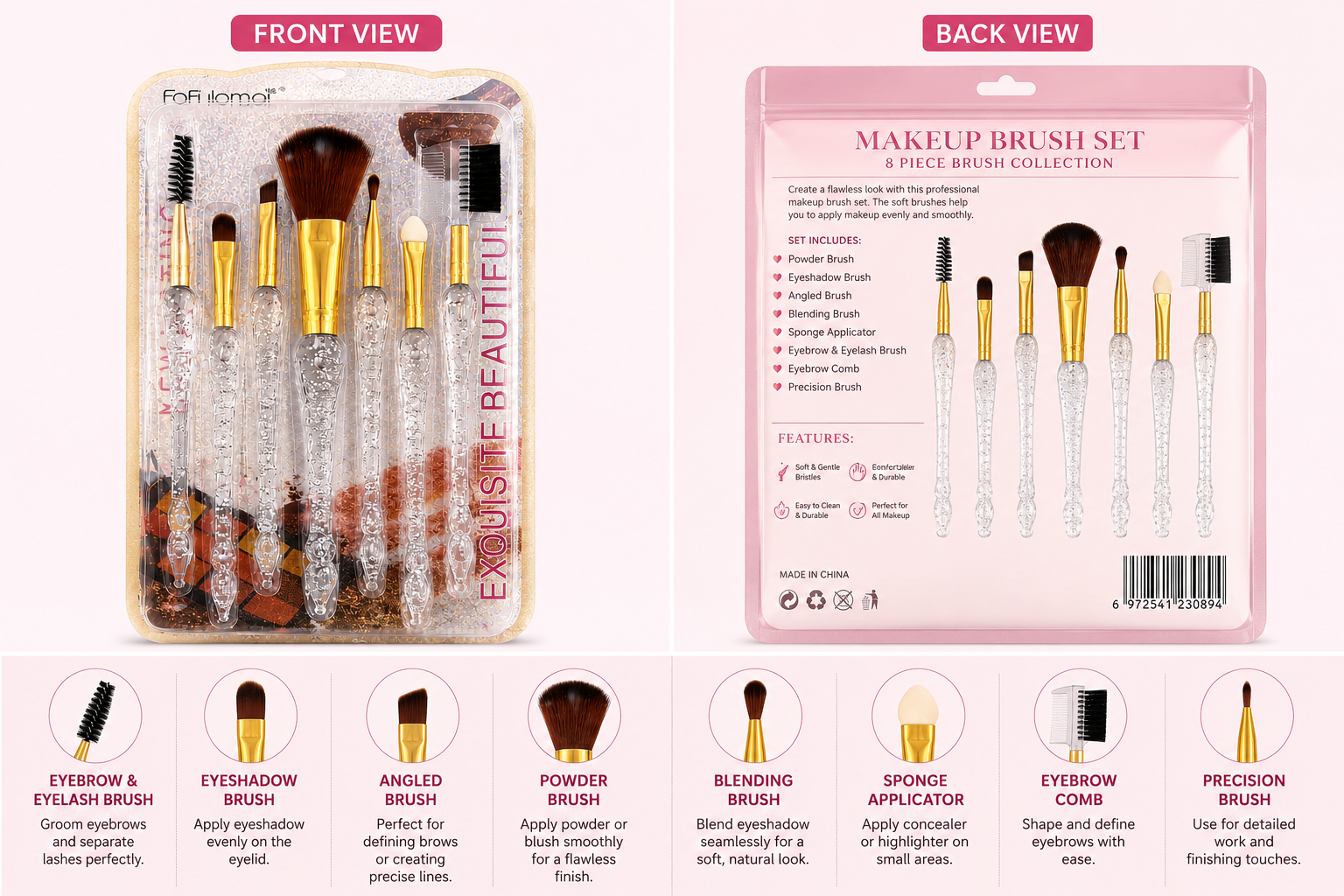 Premium 8-Piece Makeup Brush Set&nbsp;
